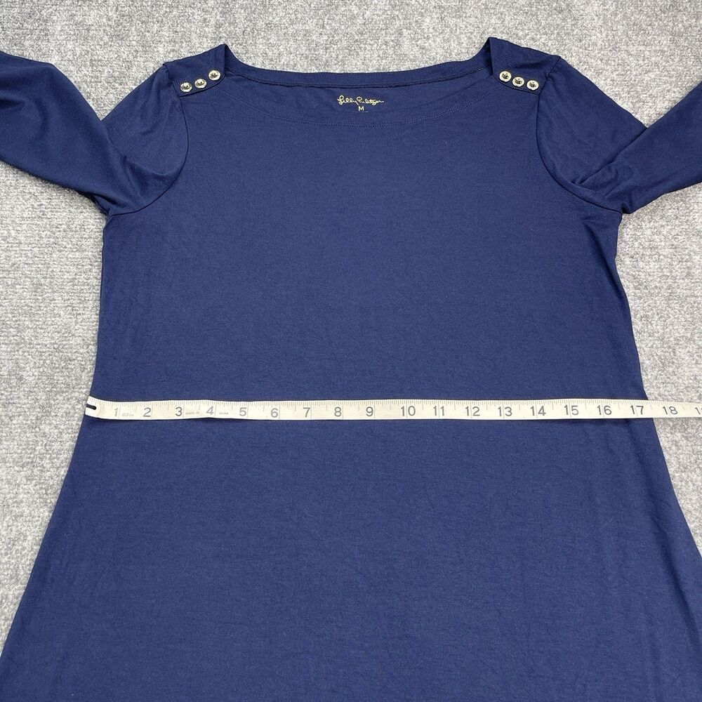 Lilly Pulitzer Sophie Dress Womens Medium Navy Boat Neck Button Accent Stretch - Picture 9 of 12